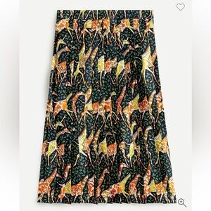 J. Crew Animal Print Midi Skirt - Green and Yellow